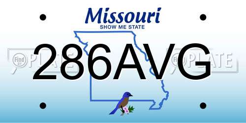 286AVG Missouri License Plate