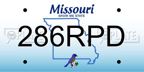 286RPD Missouri License Plate