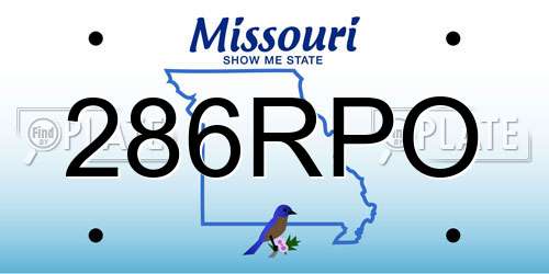 286RPO Missouri License Plate