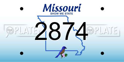 2874 Missouri License Plate