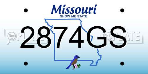 2874GS Missouri License Plate