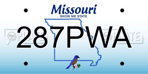 287PWA Missouri License Plate