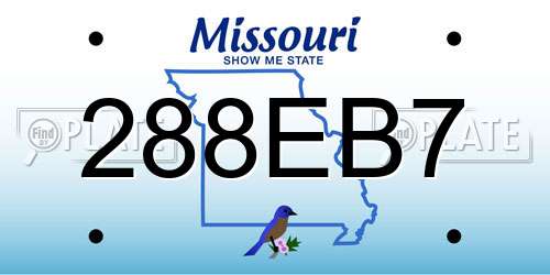 288EB7 Missouri License Plate