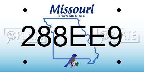 288EE9 Missouri License Plate