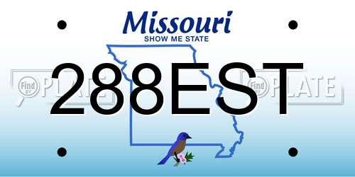 288EST Missouri License Plate