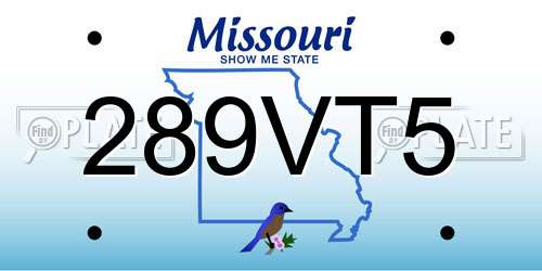 289VT5 Missouri License Plate