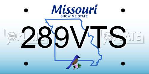 289VTS Missouri License Plate