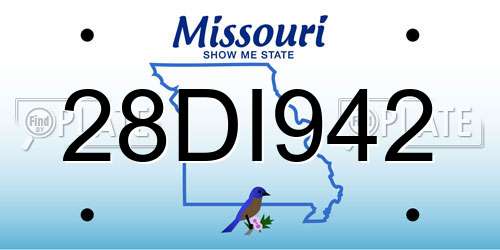 28DI942 Missouri License Plate