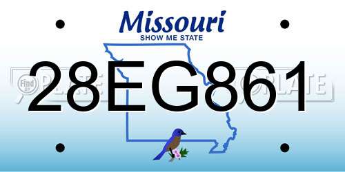28EG861 Missouri License Plate