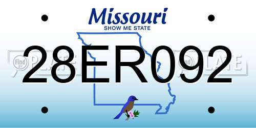 28ER092 Missouri License Plate