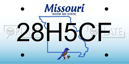 28H5CF Missouri License Plate
