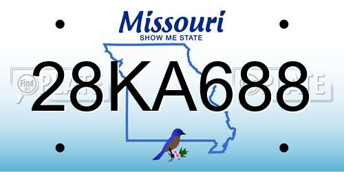 28KA688 Missouri License Plate