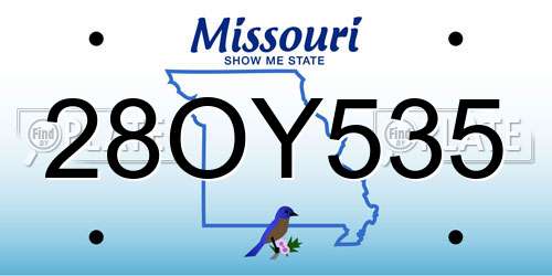 28OY535 Missouri License Plate