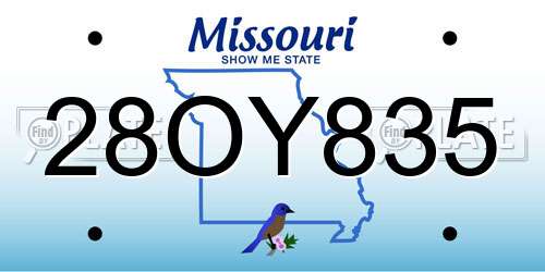 28OY835 Missouri License Plate