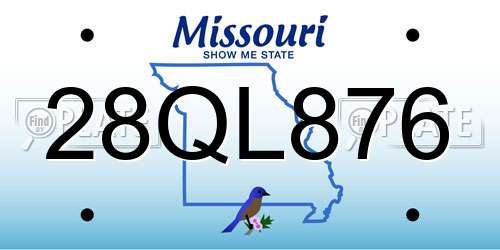 28QL876 Missouri License Plate