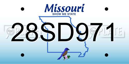 28SD971 Missouri License Plate