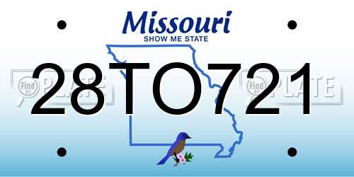 28TO721 Missouri License Plate