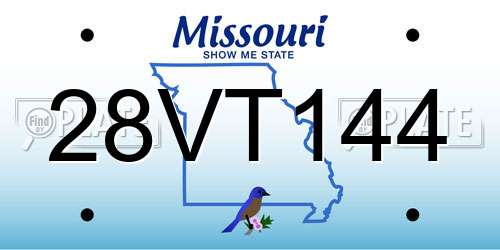 28VT144 Missouri License Plate