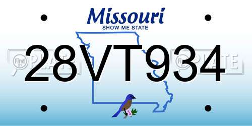 28VT934 Missouri License Plate