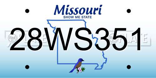 28WS351 Missouri License Plate