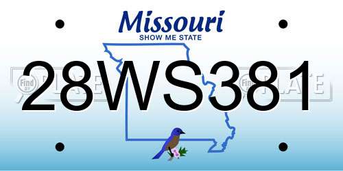 28WS381 Missouri License Plate
