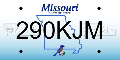 290KJM Missouri License Plate