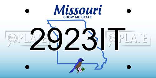 2923IT Missouri License Plate
