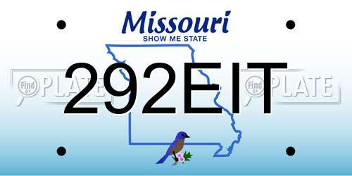 292EIT Missouri License Plate