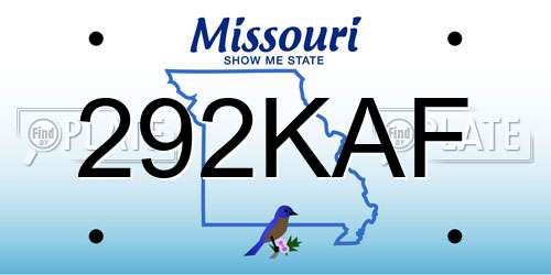 292KAF Missouri License Plate