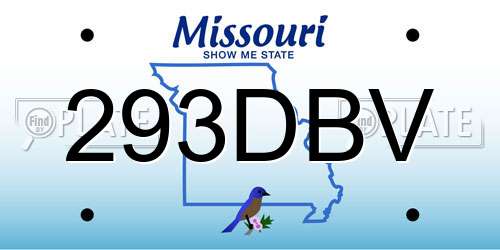 293DBV Missouri License Plate