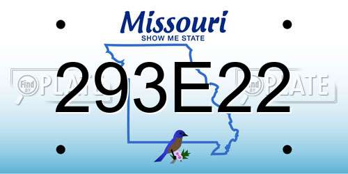 293E22 Missouri License Plate