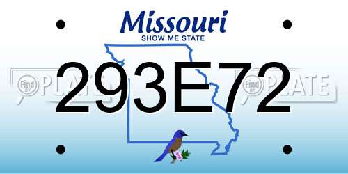 293E72 Missouri License Plate