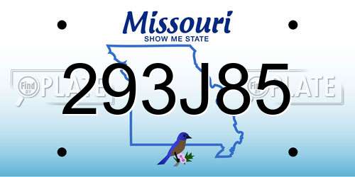 293J85 Missouri License Plate
