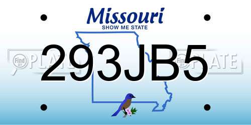 293JB5 Missouri License Plate