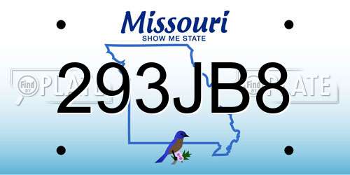 293JB8 Missouri License Plate