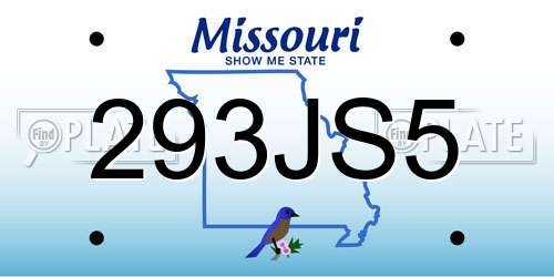 293JS5 Missouri License Plate