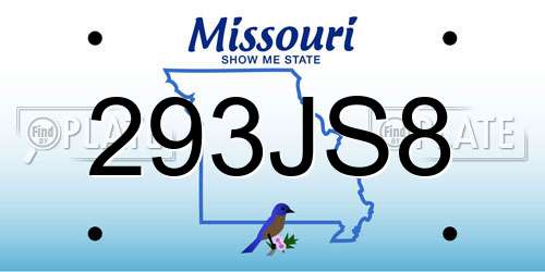 293JS8 Missouri License Plate