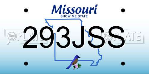293JSS Missouri License Plate