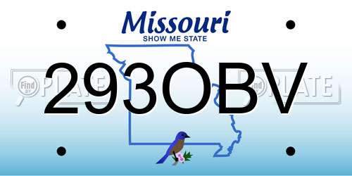 293OBV Missouri License Plate