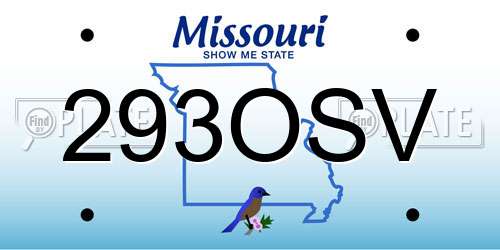 293OSV Missouri License Plate