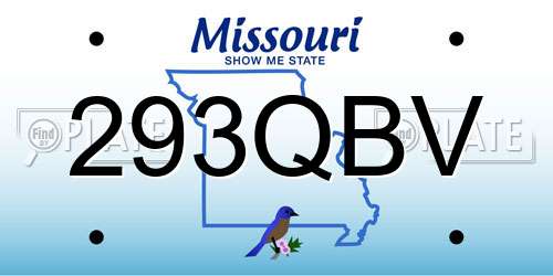 293QBV Missouri License Plate
