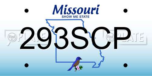 293SCP Missouri License Plate