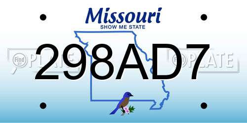 298AD7 Missouri License Plate