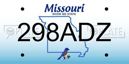 298ADZ Missouri License Plate