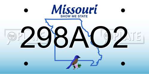 298AO2 Missouri License Plate