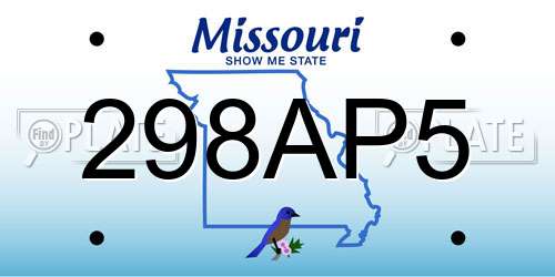 298AP5 Missouri License Plate