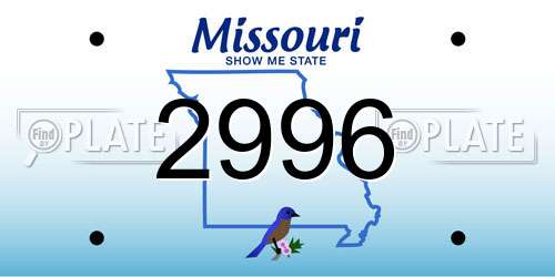 2996 Missouri License Plate