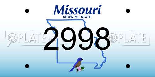 2998 Missouri License Plate