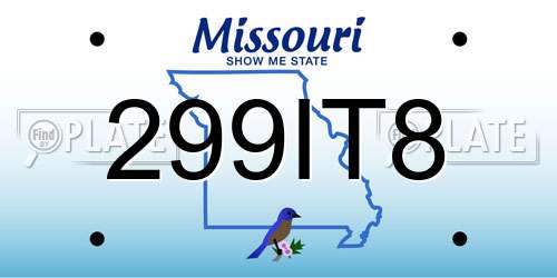 299IT8 Missouri License Plate