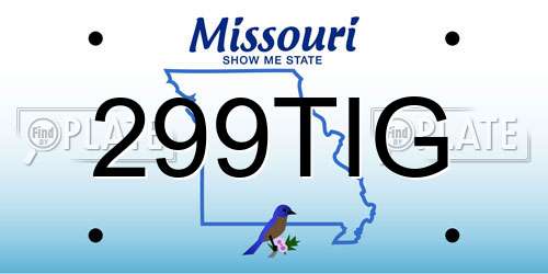299TIG Missouri License Plate